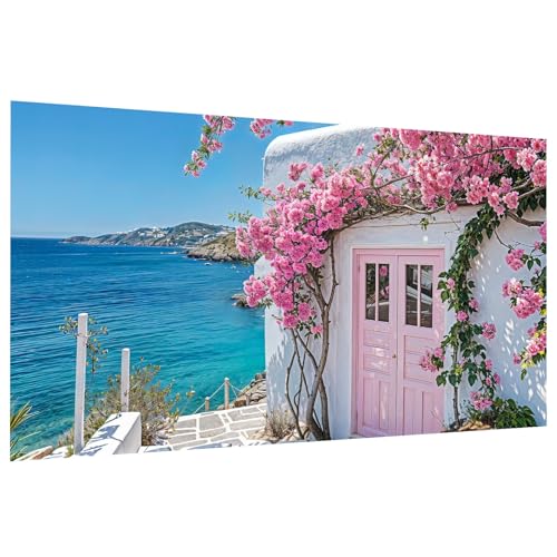 JOOZ Large Diamond Art Kits for Adults - 5D Seaside House Diamond Painting Kits, DIY Round Full Drill Landscape Diamond Art Painting for Beginners, Gem Art Kits for Home Wall Decor 27.5x15.7 Inch - color: Seaside House 269