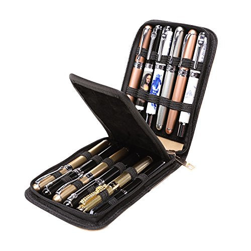 PU Leather Fountain Pen Case Roller Ball Pen Dispaly Holder Bag Pouch Beige 12 - size: Beige for 12 pens