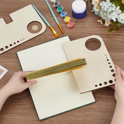 BENECREAT 2Pcs Wooden Portable Drawing Book Stand, Mini Sketchbook Easel Compact Sketch Board for Brush Organiser for A6 Sketchbook, Oil Brush, Painting, Sketching Notes and Exercises