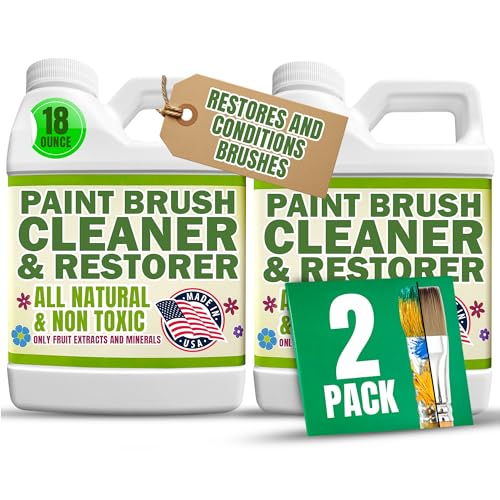 Green Piece® Paint Brush Cleaner for Paint Cleanup (Made in USA) – Works on Wet or Dry Paint, Acrylic, Latex, or Oil – 100% Natural & Completely Non-Toxic – 18 Ounce (Pack of 2) - style: 2 Pack Paint Brush Cleaner