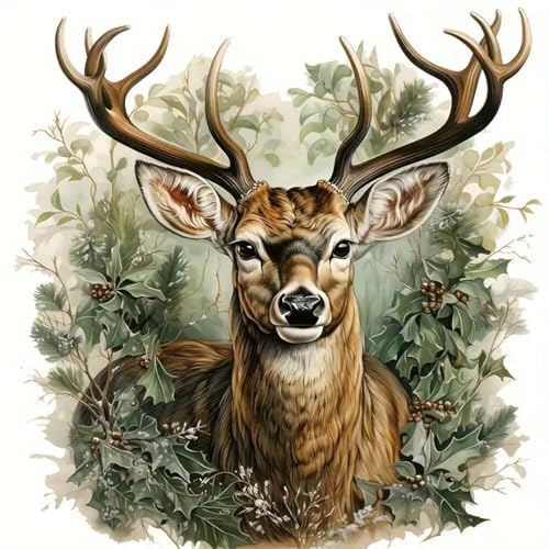 COHAYISY The Deer Diamond Painting Kits for Adults, Wild Animals Diamond Art Kits for Adults Beginners, 5D DIY Paint with Diamonds Gem Art Dots Set for Home Wall Decor 12 x 12 Inch - color: 25-12 The deer