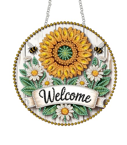 SKRYUIE Flower Hanging Pearl Diamond Art Kits for Adults Suncatcher A41 | Special Shaped Crystal DIY Hanging Diamond Painting Kit, Gift for Mother Spring Summer Window Wreath Decor 7.68 x 7.68 Inch - color: colorful-15