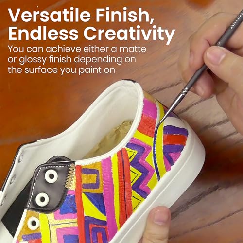 Artistic Leather Paint Set with Brush Applicator – Acrylic Shoe Paint with Glossy Finish – 30ml Shoe Dye for Bags, Boots, Sneakers, Jackets, & Car Seat – Pack of 12 - style: Leather Paints x12