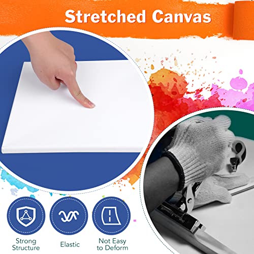 Stretched Canvases for Painting, 8PCS Multi Pack Square Canvas 4×4”, 6×6”, 8×8”, 10×10”(2 of Each), Acid-Free Wood Frame Blank Canvas, Art Canvas Pre Primed for Acrylic, Oil Painting, Tempera. - size: 8 Packs - 4 Sizes (2 of Each)
