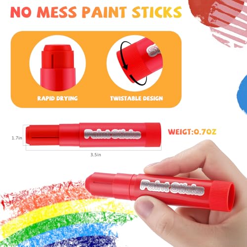 Gilprop 20 Sets Tempera Paint Sticks 120 Pcs 6 Colors Washable Quick Drying Art Solid Tempera Paint Stick Bulk Crafts Supplies(Classic) - color: Classic