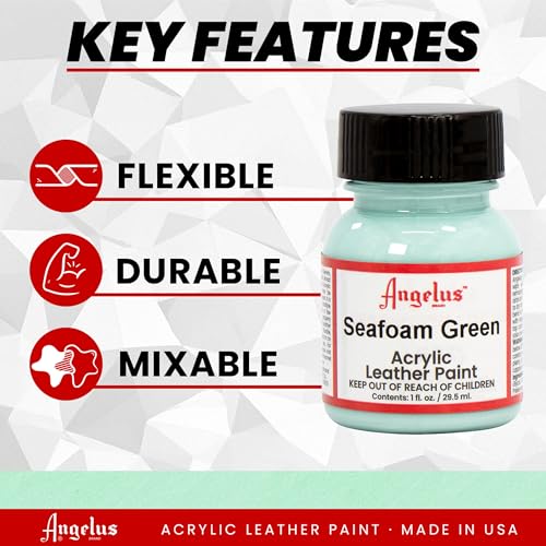 Angelus Acrylic Leather Paint for Purse Leather Vinyl 1 Oz Seafoam Green - color: Seafoam Green, size: 1 Fl Oz (Pack of 1)