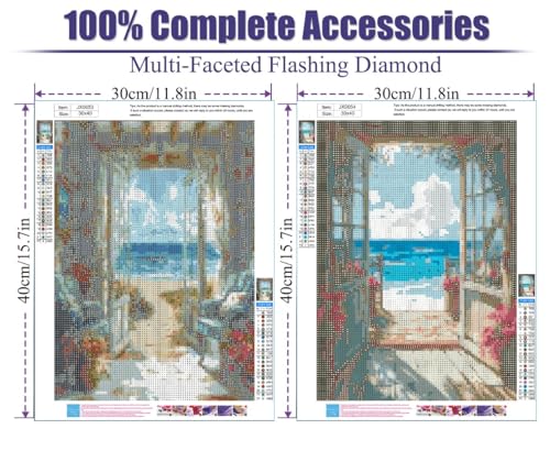 LWZAYS 2 Packs DIY Scenery Diamond Painting Kits for Adults,5D Landscape Beach Theme Diamond Art Kits for Beginners, Full Drill Mosaic Art for Adults Relax Home Wall Decor 30x40cm - color: JX0053-JX0054-US
