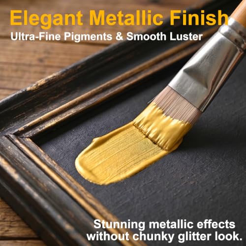 YULL 7.6 oz/225 ml Metallic Gold Acrylic Paint Tubes, Thick Opaque Waterproof Golden Acrylic Paint for Wood/Canvas/Metal/Plastic/Furniture, Non-Toxic Water-Based Washable Indoor/Outdoor Craft Paints - color: Gold (Metallic)
