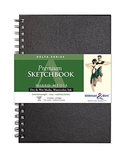 Stillman & Birn Delta Series Wirebound Sketchbook, 7" x 10", 270 gsm (Extra Heavyweight), Ivory Paper, Cold Press Surface - size: 7" x 10" 270 gsm (Extra Heavyweight)