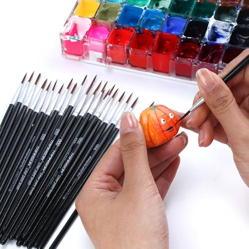 Transon 50pcs Detail Paint Brushes Set Size 000 for Model Painting Acrylic, Gouache, Oil, Tempera and Face Painting - size: 50 PCS