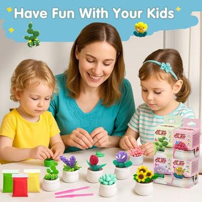 Air Dry Clay for Kids, 12 Plants DIY Modeling Clay Kit with Sculpting Tools | Ultra Light, Soft, Safe, STEM Tutorials, Back to School Classroom Supplies, Home Party, Birthday Gifts for Ages 3-12+ - color: Flower