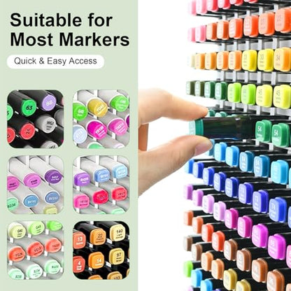 Marker Organizer, 270-Slot Marker Holder with Adjustable Dividers | Holds 270 Markers • Adjustable Dividers • Space-Saving Design • Easy Assembly • Fits Most Marker Brands - size: 270 Holes