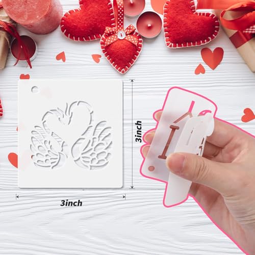 JULMELON 20 Pcs Valentines Day Stencils Reusable Template for Painting Art | PET Plastic, Valentine Stencils for Painting, Valentines Day Crafts Reusable, Wall Floor Rock Art, 3 Inch DIY Projects - style: Valentine's Day Stencils
