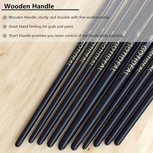 GOTIDEAL Paint Brushes, Acrylic Paint Brushes, 10 Pcs Round Pointed Tip | Small Nylon Hair, for Acrylic, Oil and Gouache, Body, Face Nail Art and Rock Painting, Perfect for Kids & Adult