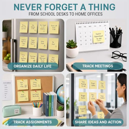 Sticky Notes 3x3, 24 Pads/2400 Sheets, Strong Self-Adhesive Note Pads | 3x3 Sticky Notes Pad, Repositionable, Removes Cleanly, Smooth Thick Paper, Ideal for Home, Office & School - color: Yellow