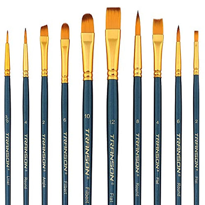 Transon 20pcs Bulk Artist Painting Brush Set for Acrylic Watercolor Gouache Hobby Craft Face Rock Painting Green Black - color: Green Black