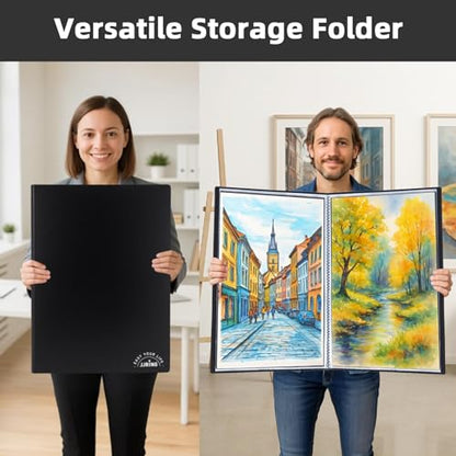 18x24 Black Art Portfolio Folder Displaying 48 Pages with Plastic Sleeves - color: Black, size: 18*24