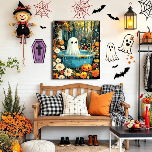 bleihum Halloween Paint by Numbers Kit for Adults Ghost 16x20inch - color: MT23068-US