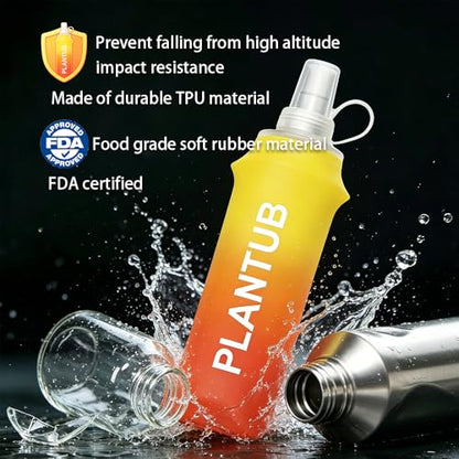 Soft Foldable Water Bottle, TPU, Collapsible Flask for Outdoor Sports, Hiking, Cycling, Running, Without stand up ability, Gradient Blue and Pink - color: yellow red