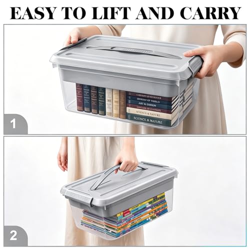 Yesland Portable Craft Storage Box with Removable Tray and Handle, 16x11x6.5 Inch Plastic Art Supply Organizer Container for Stationery, Sewing, Jewelry - Grey (Pack of 3) - size: 16 inches x 11 inches x 6.5 inches (Pack of 3)