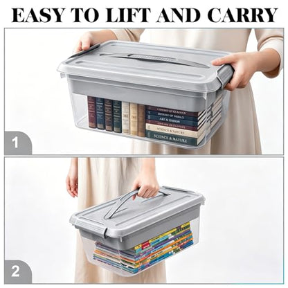 Yesland Portable Craft Storage Box with Removable Tray and Handle, 16x11x6.5 Inch Plastic Art Supply Organizer Container for Stationery, Sewing, Jewelry - Grey (Pack of 3) - size: 16 inches x 11 inches x 6.5 inches (Pack of 3)