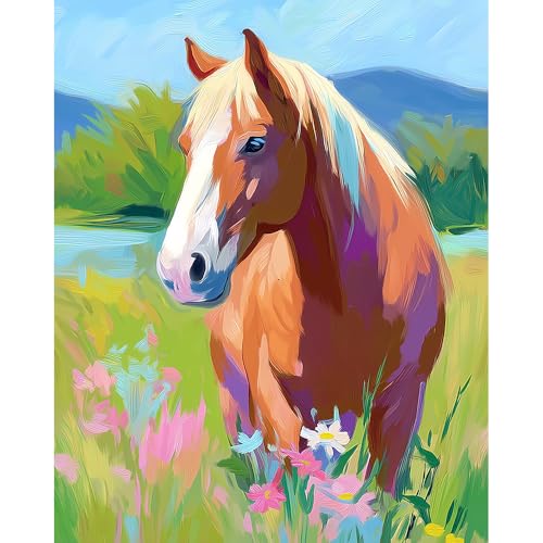 Natuyalo Horse Paint by Numbers Kit for Adults Beginner, Animals Adult Paint by Number Kits on Canvas Without Frame, DIY Acrylic Painting by Numbers for Home Wall Decor Gift 16x20 inch - color: Color-07
