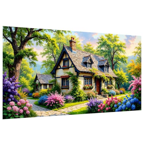 JOOZ Large Diamond Art Kits for Adults - 5D Flowers House Diamond Painting | Round Drill| Premium Canvas| Clear Symbols| Bright Colors| Fun and De-Stress| Gem Art| Home Wall Decor| Gift| 27.5x15.7 Inch - color: House 062