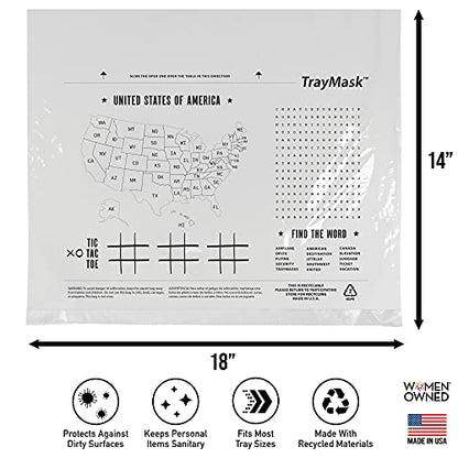 TrayMask Disposable Tray Table Cover | Must Have Airplane Travel Essentials | Perfect for Toddlers, Kids and Adults Travel Accessories | Provides a Fresh/Clean Layer of Protection | 20 Pack - size: 20-Pack