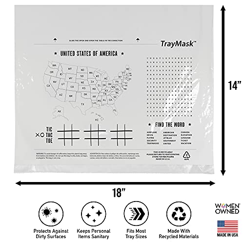 TrayMask Disposable Tray Table Cover | Must Have Airplane Travel Essentials | Perfect for Toddlers, Kids and Adults Travel Accessories | Provides a Fresh/Clean Layer of Protection | 20 Pack - size: 20-Pack