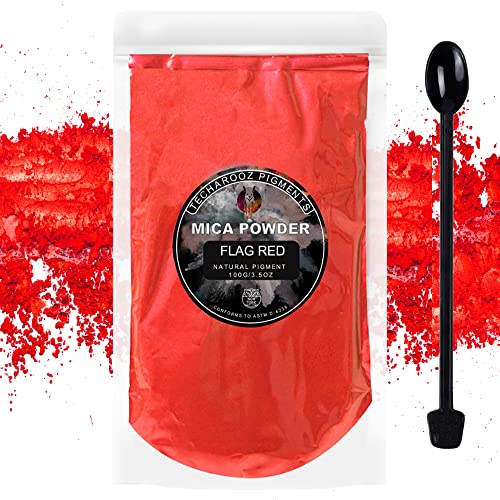 Flag RED Mica Powder for Epoxy Resin 100g / 3.5oz. Sealed Bag - TECHAROOZ 2 Tone Resin Dye Color Pigment Powder for Lip Gloss, Nails, Bath Bombs Soap Making & Much More - color: Flag Red