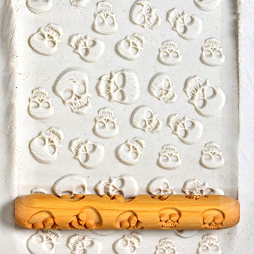 MKM Pottery Tools Wood Hand Rollers for Clay (HR-33 Skulls) - size: HR-33 Skulls