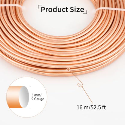 9 Gauge Aluminum Craft Wire, 52.5FT Bendable Armature Wire for Sculpting, Jewelry Making, DIY Crafting, Doll Making, Modelling, Bonsai Training(Champagne Gold) - color: Champagne Gold
