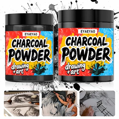 Charcoal Powder for Drawing & Art, Premium 325 Mesh (Extra Fine) – Natural Powdered Charcoal for Sketching, Calligraphy, DIY Crafts – Non-Toxic, Smooth Blend – Jar Packaging (8 oz) - size: 8 Ounce (Pack of 1)