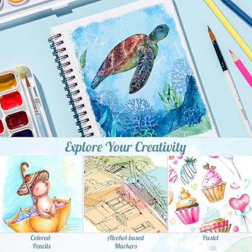 3 Pack Marker Paper Pad 5.5 × 8.5 in, Double-Sided, Spiral Bound | 200gsm Bleedproof Paper, Acid-Free, Smooth Surface, Easy-Tear Pages, for Alcohol Markers, Pens & Acrylics - size: 5.5×8.5 Inch (3 Pack)
