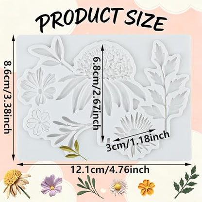 Chrysanthemum Flower Polymer Clay Mold Flower Leaves Silicone Molds - color: Style J