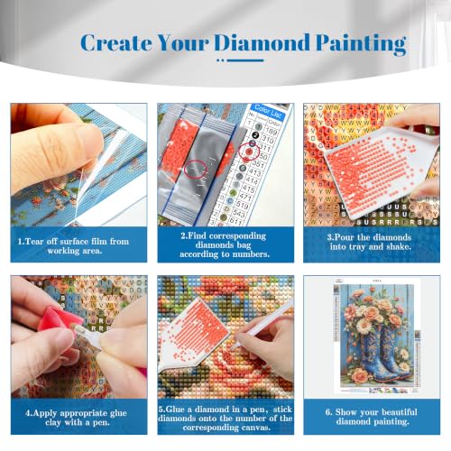 YOYA 2 Pack 5D Cowboy Boots Diamond Art Kits for Adults 12x16 Inch - color: Cowboy Boots 037