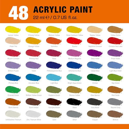 48 Colors Professional Acrylic Paint Set, Artist Paint Supplies - color: 48 Colors