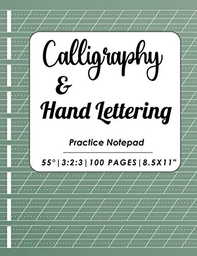 Calligraphy & Hand Lettering Practice Notepad: 55 Degrees Slant Lines for Hand Lettering, Spencerian, Copperplate, Cursive and Modern Calligraphy | 100 pages | 8.5x11
