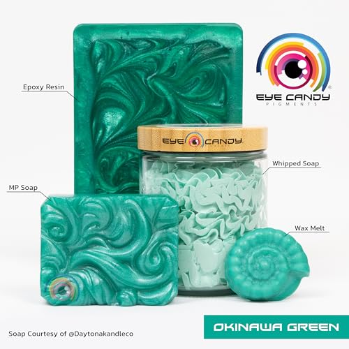 Eye Candy Pigments Premium Green Mica Powder - Okinawa Green (50gr) - for Epoxy, Resin, Soap, Paint, Woodworking, Acrylic Pouring, Bath Bombs, Fishing Lures - DIY Arts and Crafts Additive - color: Okinawa Green