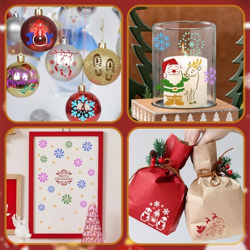 72 PCS 3x3 Inch Christmas Stencils for Painting - Snowflake Santa Claus Christmas Tree Reusable Christmas Painting Templates on Wood, Glass, Fabric, Window Door Decor DIY Decoration - style: 72PCS Christmas