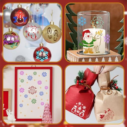 72 PCS 3x3 Inch Christmas Stencils for Painting - Snowflake Santa Claus Christmas Tree Reusable Christmas Painting Templates on Wood, Glass, Fabric, Window Door Decor DIY Decoration - style: 72PCS Christmas