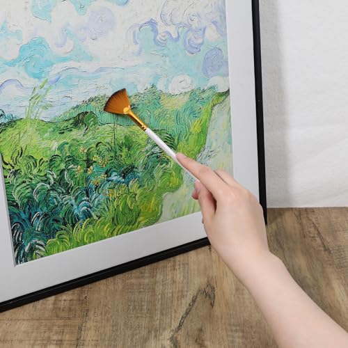 5 Pcs Fan Paint Brushes Set Acrylic Paint Brushes Set Professional Soft Anti-Shedding Nylon Hair Fan Paint Brush with Long Wood Handles for Acrylic Painting, Oil Watercolor Painting