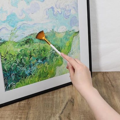 5 Pcs Fan Paint Brushes Set Acrylic Paint Brushes Set Professional Soft Anti-Shedding Nylon Hair Fan Paint Brush with Long Wood Handles for Acrylic Painting, Oil Watercolor Painting