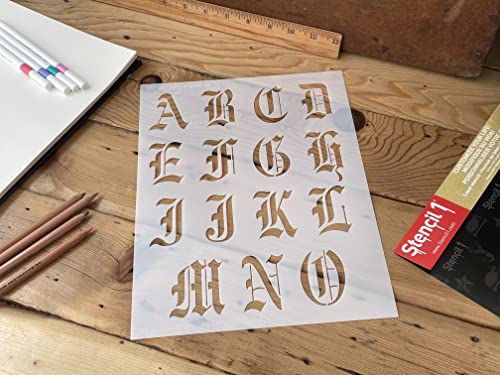 Stencil1 Old English Font Stencil 2" Alphabet Letters Painting Craft - size: 2" Letters