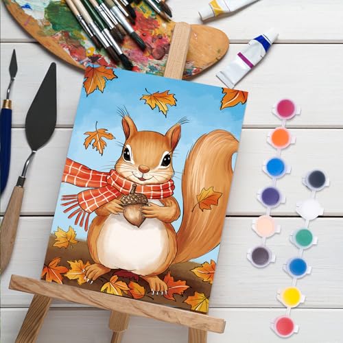 Anseal 12 Packs Fall Thanksgiving Pre Drawn Canvas to Paint, 5" X 7" Pre Printed Canvas for Kids, Pre Stretched Canvas Outline Painting Boards for Beginners, Students, Party Favor (Fall) - color: Fall