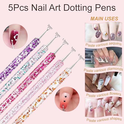 MYR 34Pcs Nail Art Brushes Set includes a Complete Set of Nail Art Tools | Nail Design Brushes, Nail Dotting Tool, Nail Drawing Pens, Nail Brush Brackets, Nail Nano Polishing Rubs, etc