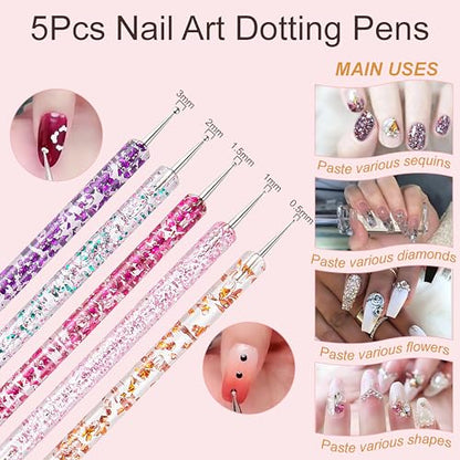 MYR 34Pcs Nail Art Brushes Set includes a Complete Set of Nail Art Tools | Nail Design Brushes, Nail Dotting Tool, Nail Drawing Pens, Nail Brush Brackets, Nail Nano Polishing Rubs, etc