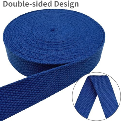 Heavy‑Duty Cotton Webbing Strap 1''x6yds Royal Blue for Bags | 2mm thick webbing for dog collars, backpack, bag handles, apron straps, slings, sewing repairs & DIY craft projects. - color: Royal Blue