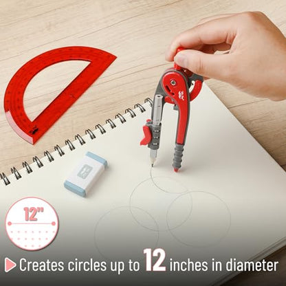 Mr. Pen- Geometry Compass and Protractor Set, 6 Inch Compass - color: Candy Apple Red, size: 1 Set
