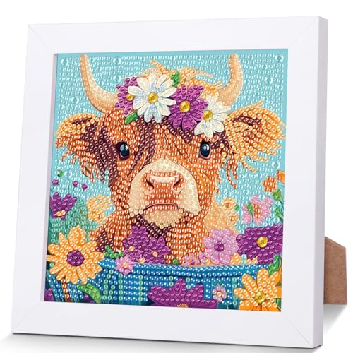 Highland Cow Diamond Art Painting Kits for Kids with Frame Ages 4-8-12 - color: CC888